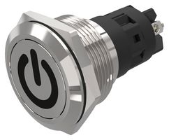 EAO 82-6152.1000.B002 Vandal Resistant Switch, Standby, 82 Series, 22 mm, SPDT, Momentary, Round Flat Flush, Natural