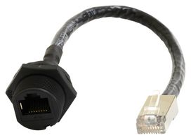 MULTICOMP PRO MP009791 Ethernet Cable, Cat6, C3 Panel RJ45 Jack to RJ45 Plug, Black, 200 mm, 7.9 "
