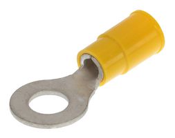 MOLEX 19070-0132 Ring Tongue Terminal, M6, 1/4", 10 AWG, 5 mm², InsulKrimp 19070 Series, Yellow