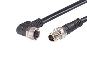 MOLEX 1200878366 Sensor Cable, M8, Nano-Change Plug, 90° Nano-Change Receptacle, 4 Positions, 2 m, 6.56 ft