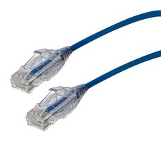 VIDEK 2994-0.75B Ethernet Cable, Slim, Cat6, RJ45 Plug to RJ45 Plug, UTP (Unshielded Twisted Pair), Blue, 750 mm