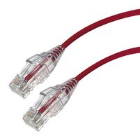 VIDEK 2994-0.75R Ethernet Cable, Slim, Cat6, RJ45 Plug to RJ45 Plug, UTP (Unshielded Twisted Pair), Red, 750 mm