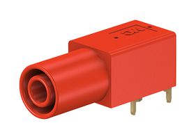 STAUBLI 23.3200-22 Banana Test Connector, 4mm, Jack, PCB Mount, 24 A, 1 kV, Gold Plated Contacts, Red