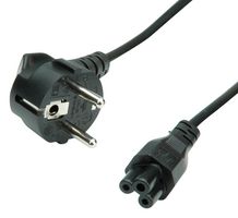 ROLINE 19.08.1028 Mains Power Cord, 90° CEE 7/7 Plug to IEC 60320 C5, 1.8 m, 2.5 A, 250 VAC, Black