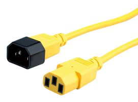 ROLINE 19.08.1526 Mains Power Cord, IEC 320 C14 Plug to IEC 320 C13 Receptacle, 800 mm, 10 A, 250 VAC, Yellow