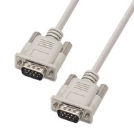 L-COM CS2N9MM-10 Computer Cable, D Subminiature Plug, 9 Way, D Subminiature Plug, 9 Way, 10 ft, 3.05 m, Light Grey