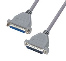 L-COM CSM25MF-50 Computer Cable, D Subminiature Plug, 25 Way, D Subminiature Socket, 25 Way, 50 ft, 15.24 m, Grey