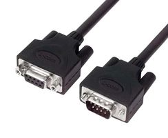 L-COM CSMUZ9MF-5 Computer Cable, D Subminiature Plug, 9 Way, D Subminiature Socket, 9 Way, 5 ft, 1.5 m, Black