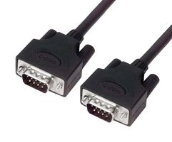 L-COM CSMUZ9MM-10 Computer Cable, D Subminiature Plug, 9 Way, D Subminiature Plug, 9 Way, 10 ft, 3.05 m, Black