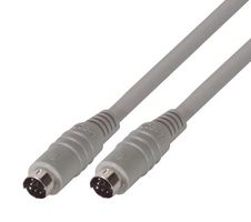 L-COM DK226MM-10 Computer Cable, Mini-DIN Plug, 6 Way, Mini-DIN Plug, 6 Way, 10 ft, 3.05 m, Grey, DK226MM Series