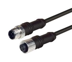 L-COM M12M12F4D-3 Sensor Cable, M12 Plug, M12 Receptacle, 4 Positions, 3 m, 9.8 ft, M12M12F4D Series