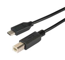 L-COM CAU2CB-2M USB Cable, Type B Plug to Type C Plug, 2 m, 6.6 ft, USB 2.0, Black