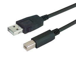 L-COM CAUZALB-5M USB Cable, Type A Plug to Type B Plug, 5 m, 16.4 ft, USB 2.0, Black
