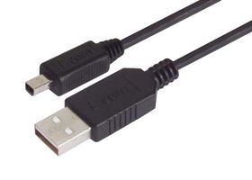 L-COM CSMUAMB4-03M USB Cable, Type A Plug to Mini Type B Plug, 300 mm, 11.8 ft, USB 2.0, Black