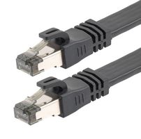 L-COM TRD824FLAT-BLK-05F Ethernet Cable, Cat8, RJ45 Plug to RJ45 Plug, STP (Shielded Twisted Pair), Black, 152.4 mm, 6 ft