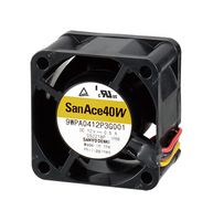 SANYO DENKI 9WPA0412H3001 DC Axial Fan, 12 V, Square, 40 mm, 28 mm, 18.3 CFM