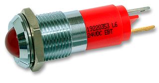 CML INNOVATIVE TECHNOLOGIES 19220353 LED Panel Mount Indicator, Flashing, Red, 24 VDC, 14 mm, 56 mA, 130 mcd, IP67