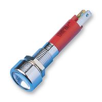CML INNOVATIVE TECHNOLOGIES 19180353 LED Panel Mount Indicator, Satin Chrome Bezel, Red, 24 VDC, 8 mm, 20 mA, 370 mcd, Not Rated