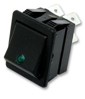 ARCOLECTRIC / BULGIN LIMITED C1553PTNAO Rocker Switch, Off-On, DPST, Illuminated, Panel Mount, Black, 1550 Series
