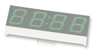 BROADCOM HDSP-B09G 7 Segment LED Display, Green, 20 mA, 2.2 V, 4.5 mcd, 4, 14.22 mm