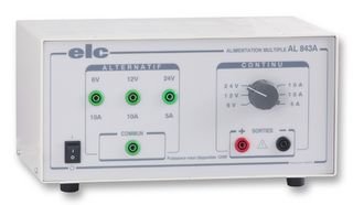 ELC AL843A. Bench Power Supply, Fixed, 2 Output, 6 V, 24 V, 5 A, 10 A