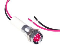 CML INNOVATIVE TECHNOLOGIES 19050253WEC LED Panel Mount Indicator, Recessed, Red, 12 VDC, 8 mm, 20 mA, 80 mcd, IP67