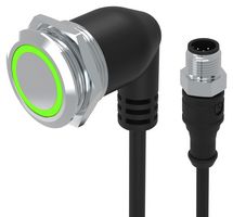 EAO 82-665G.2134 Vandal Resistant Switch, Ring Illuminated, 24V LED, 82 Series, 22 mm, SPDT, Maintained