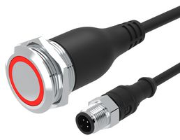 EAO 82-665A.1114 Vandal Resistant Switch, Ring Illuminated, 24V LED, 82 Series, 22 mm, SPDT, Momentary