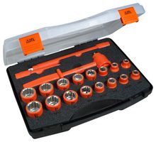 INSULATED TOOLS LTD 03095 Socket Set, 1/2" Drive, 19 Pieces
