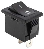 E-SWITCH R1966ABLKBLKFF Rocker Switch, On-Off, SPST, Non Illuminated, Panel, Snap-In, Black, R1966 Series