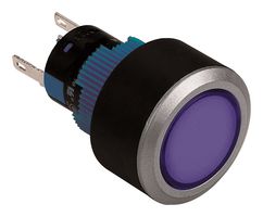 MULTICOMP PRO MPAB-PB-1078 LED Panel Mount Indicator, Round, Pin Terminals, Blue, 24 V, 22 mm, 6 mA, IP65