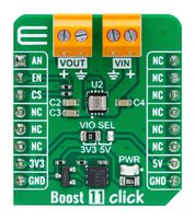 MIKROELEKTRONIKA MIKROE-6061 Add-On Board, Boost 11 Click, XCL105B331H2-G, Synchronous Boost Converter, Analogue, GPIO, 3.3V/5Vin