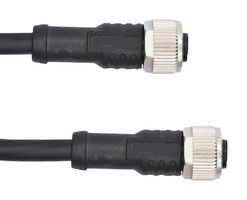 AMPHENOL LTW M12A05FL-12AFL-SB002 Sensor Cable, A Code, Black, M12 Receptacle, M12 Receptacle, 5 Positions, 2 m, 6.5 ft, M Series