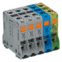 WAGO 285-159 DIN Rail Mount Terminal Block, 10 Ways, 8 AWG, 0 AWG, 50 mm², Push In, 150 A