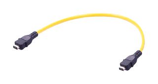 HARTING 33483131805003 Ethernet Cable, 8 Contact, Cat6a, IX Type A Plug to IX Type A Plug, Yellow, 300 mm, 11.8 "
