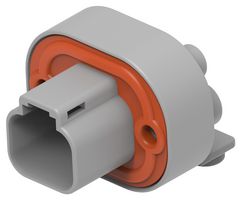 TE CONNECTIVITY - DEUTSCH DT13-2P Automotive Connector, DT13 Series, Right Angle Header, 2 Contacts, Solder Pin, Plastic Body
