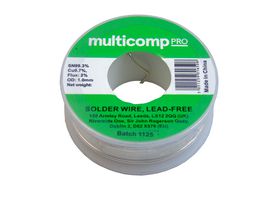 MULTICOMP PRO MP015409 Solder Wire, Lead Free, 1 mm Diameter, 232°C, 99.3, 0.7 Sn, Cu, 30 G