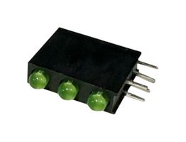 MULTICOMP PRO BL-51GGG-3 Circuit Board Indicator, Green, 3 LEDs, Through Hole, T-1 (3mm), 20 mA, 80 mcd