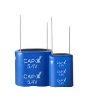 CAP-XX GY12R705012V504R Supercapacitor, Single Cell, 0.5 F, 2.7 V, Radial Leaded, -10%, +30%, 2 mm, 1000 hours @ 70°C