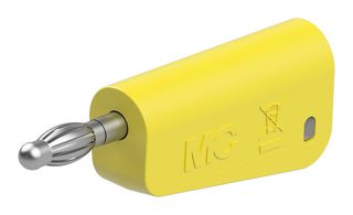 STAUBLI 64.1042-24 Banana Test Connector, 4 mm, Plug, Cable Mount, 32 A, 60 VDC, Nickel Plated Contacts, Yellow