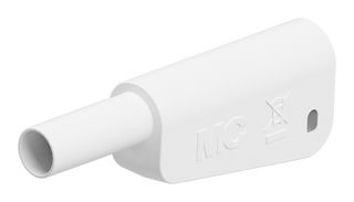 STAUBLI 66.2021-29 Banana Test Connector, 4mm, Plug, Cable Mount, 19 A, 1 kV, Gold Plated Contacts, White