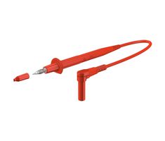 STAUBLI 66.9008-100-22 Test Tip Probe, Test Tip Probe, 4mm Right Angle Banana Plug, Shrouded, 3.3 ft, 1 m, Red, 20 A