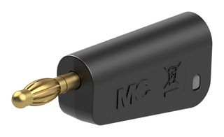 STAUBLI 64.1045-21 Banana Test Connector, 4 mm, Plug, Cable Mount, 32 A, 60 VDC, Gold Plated Contacts, Black