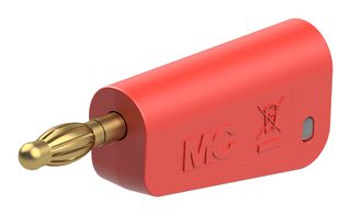STAUBLI 64.1043-22 Banana Test Connector, 4 mm, Plug, Cable Mount, 32 A, 60 VDC, Gold Plated Contacts, Red