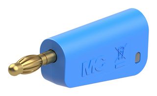 STAUBLI 64.1043-23 Banana Test Connector, 4 mm, Plug, Cable Mount, 32 A, 60 VDC, Gold Plated Contacts, Blue
