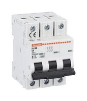 LOVATO ELECTRIC P1MB3PC25 Thermal Magnetic Circuit Breaker, C Trip Curve, IP20/10 kA, P1MB Series, 25 A, 3 Pole, 400 V