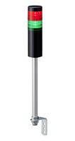 PATLITE LR6-202L4NK-RG Signal Tower, 2 Tier, Green/Red, Black Body, 4 Pin M12 Connector, 24VDC, Pole Mount , L-Bracket
