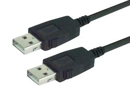 L-COM CAUALAL-1M USB Cable, Type A Plug to Type A Plug, 1 m, 3.3 ft, USB 2.0, Black