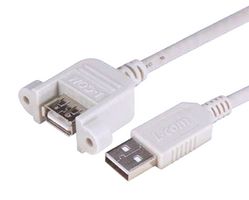L-COM UPMAA-03M USB Cable, Type A Plug to Type A Receptacle, 300 mm, 11.8 ", Grey