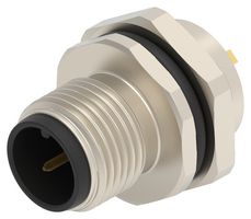 TE CONNECTIVITY T4132012021-000 Sensor Connector, M12, Male, 2 Positions, Solder Pin, Straight Panel Mount